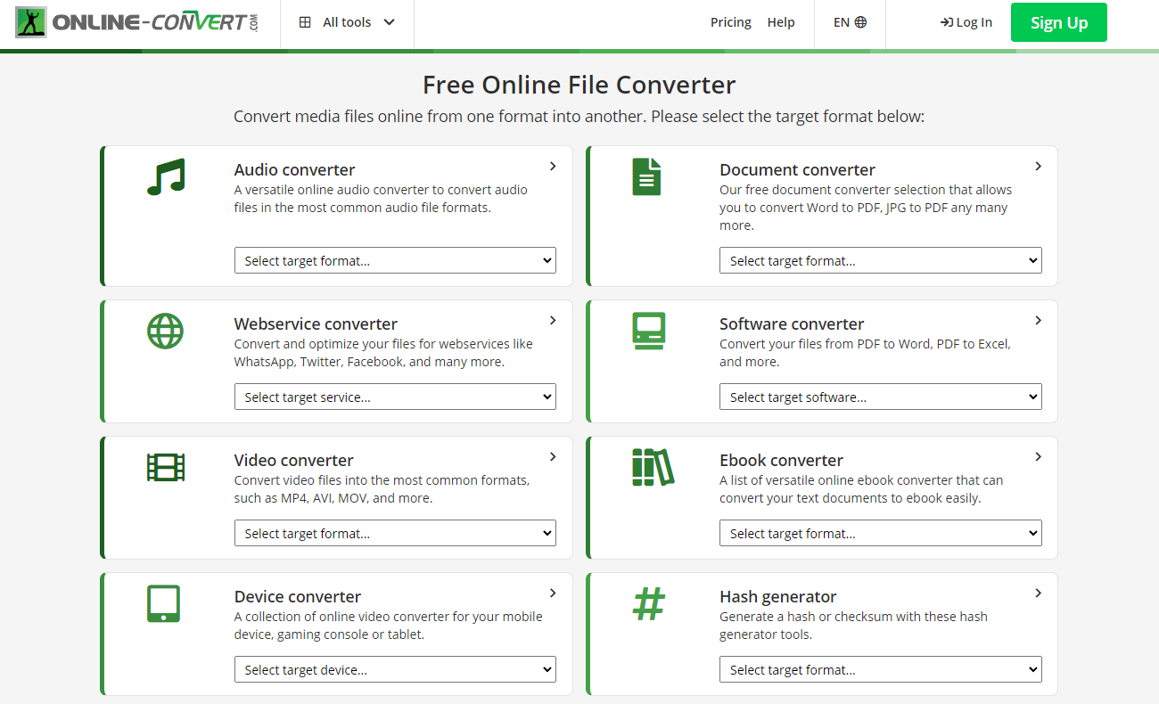 A service for converting different file formats