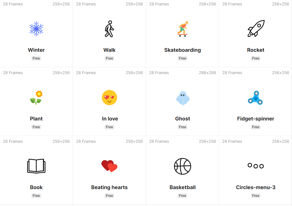 A catalog of free animated icons at Preloaders