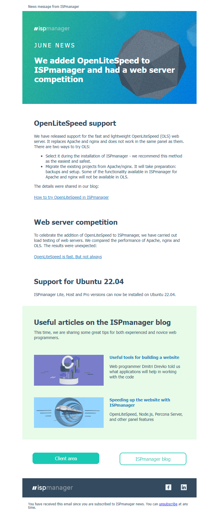 We added OpenLiteSpeed to ISPmanager and had a web server competition